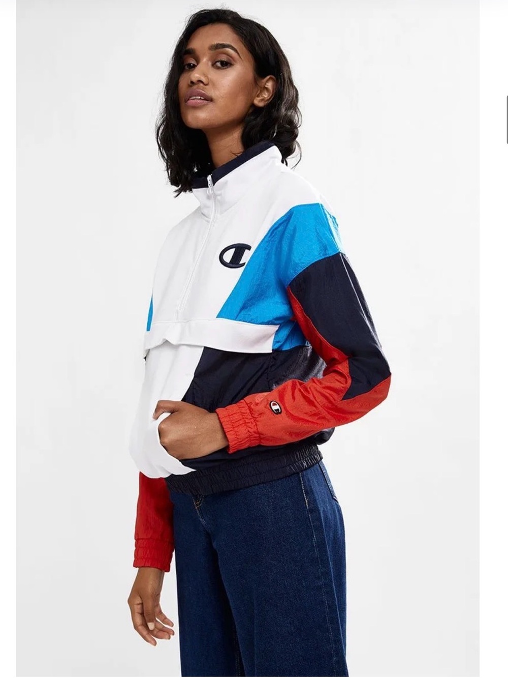 Champion Retro Color-block 3/4 Zip Pullover